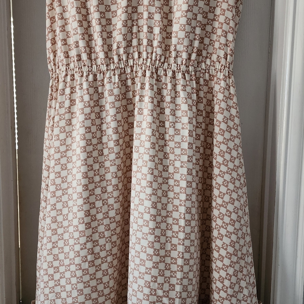 LOFT Brown and Cream Floral Dress